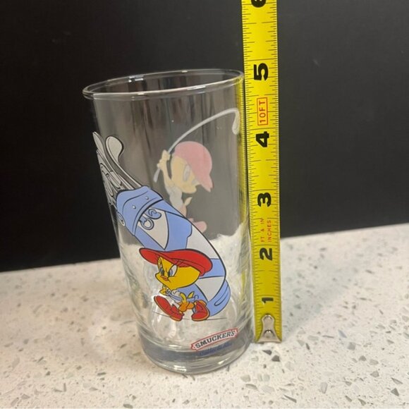 Vintage 1998 WARNER BROS Smuckers x Looney Tunes Colab Tweety Bird Golf Glass - Picture 10 of 11